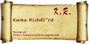 Kanka Richárd névjegykártya